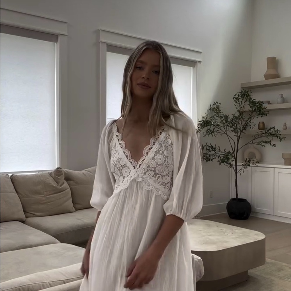 Worth Collective Lana White Lace Maxi Dress, Medium